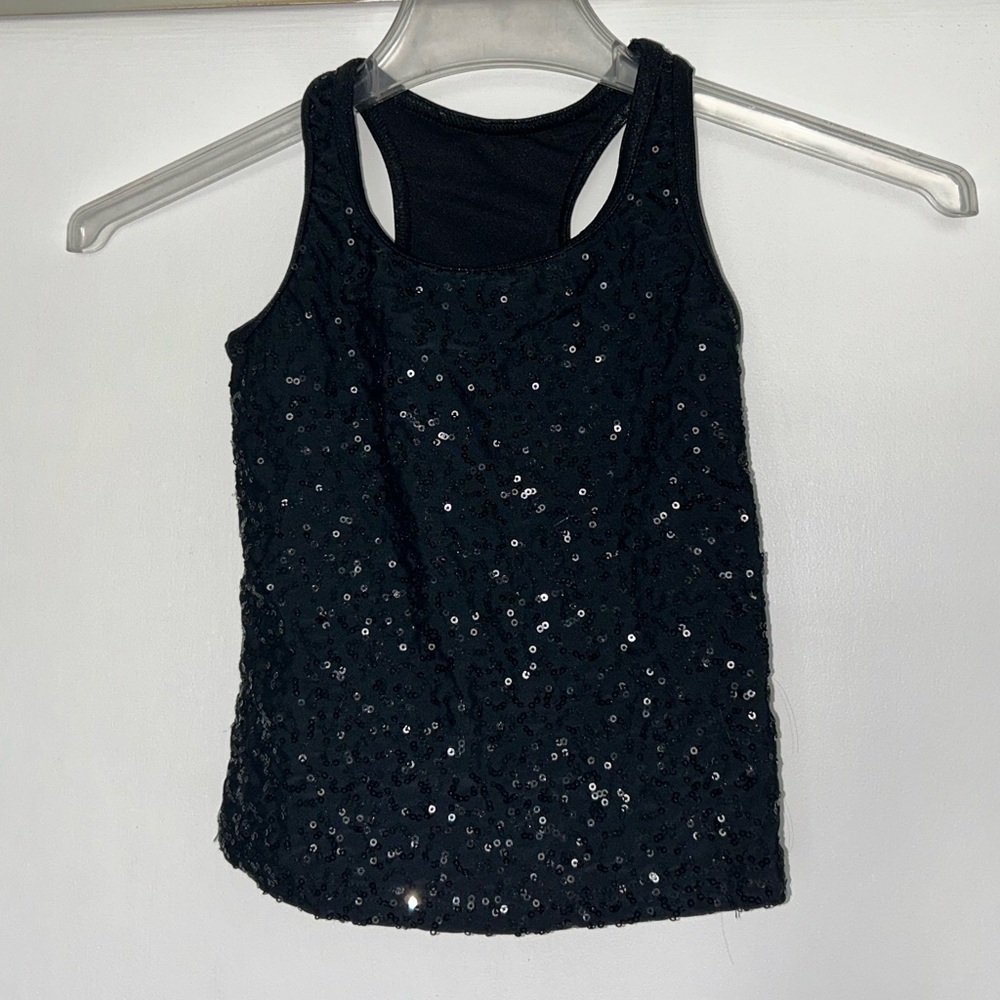 Balera Black Sequin Fitted Tank Top